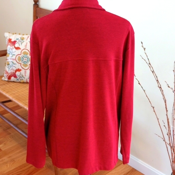 Karen Scott Zip Up Jacket Size:L Color:Red Houndstooth - Picture 2 of 8